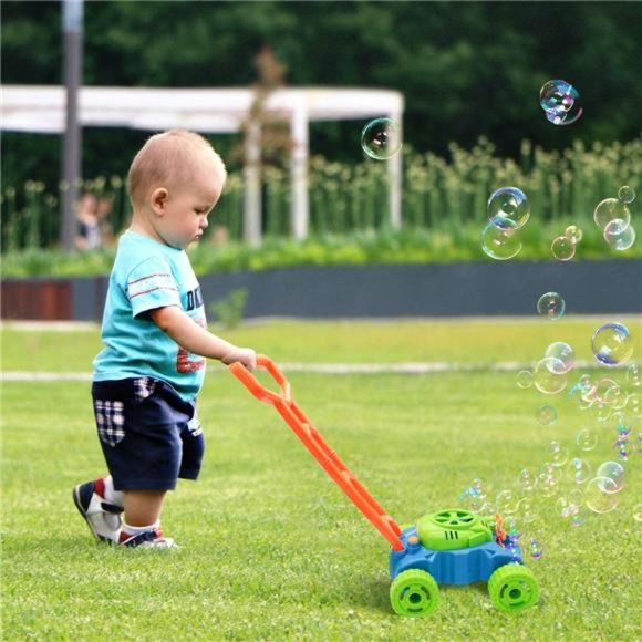 Bubble Lawn Mower for Toddlers, Kids Bubble Blower Maker MachineBoys Girls - Picture 3 of 6